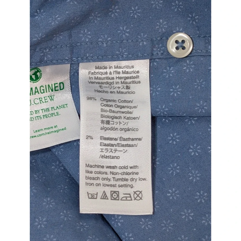 J. Crew Mens Large Slim Untucked Secret Wash Shirt Blue Floral Daisy Stretch L